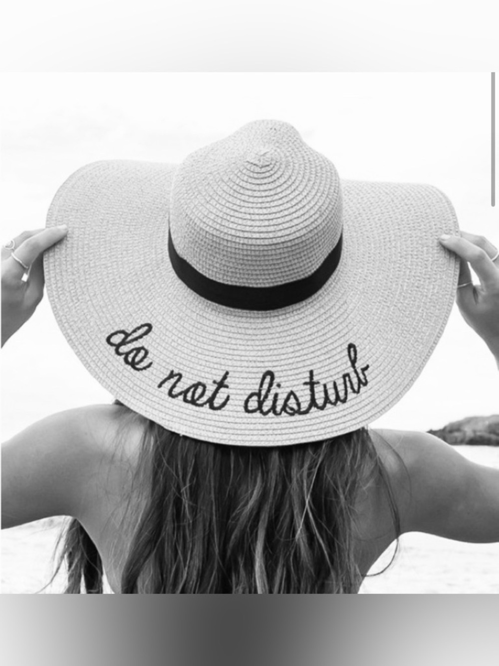 Do Not Disturb Wide Brim‎ Straw Floppy Sun Beach Hat Tan Oversize